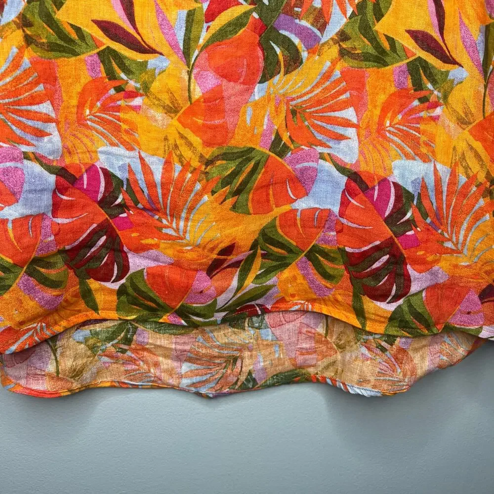 C&C California Leaf Print 100% Linen Tunic Size 1X Resort Beach Boho Relaxed - Picture 6 of 9